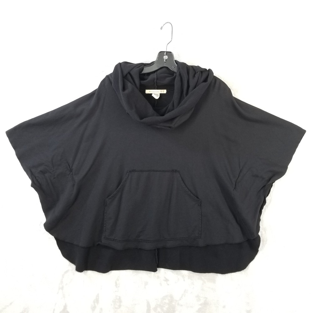 XCVI Wearables Poncho Sweatshirt Women S Black Fleece Oversized Cowl Neck Pocket